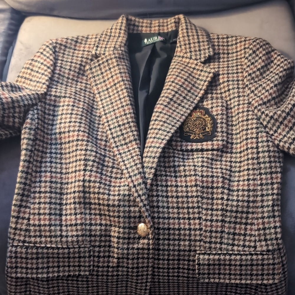 Lauren Ralph Lauren Houndstooth Blazer - Black, Brown, Cream
